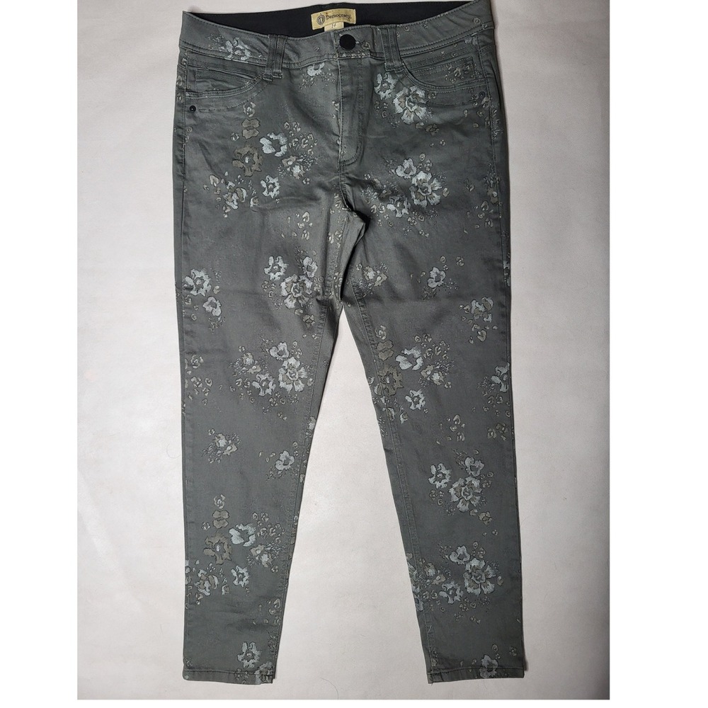 Democracy Womens Floral Print Ab Solution Skinny Ankle Jeans Size 14 Gray